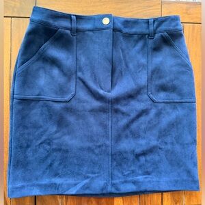Faux Suede Blue Mini Skirt